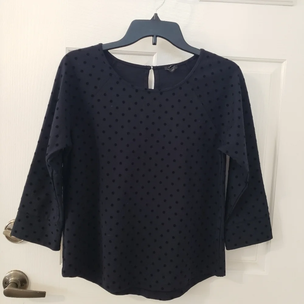 J. Crew black polka-dot si